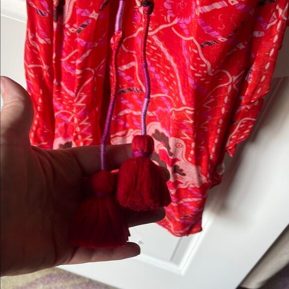 Floral Red Wrap Dress - Picture 3 of 7